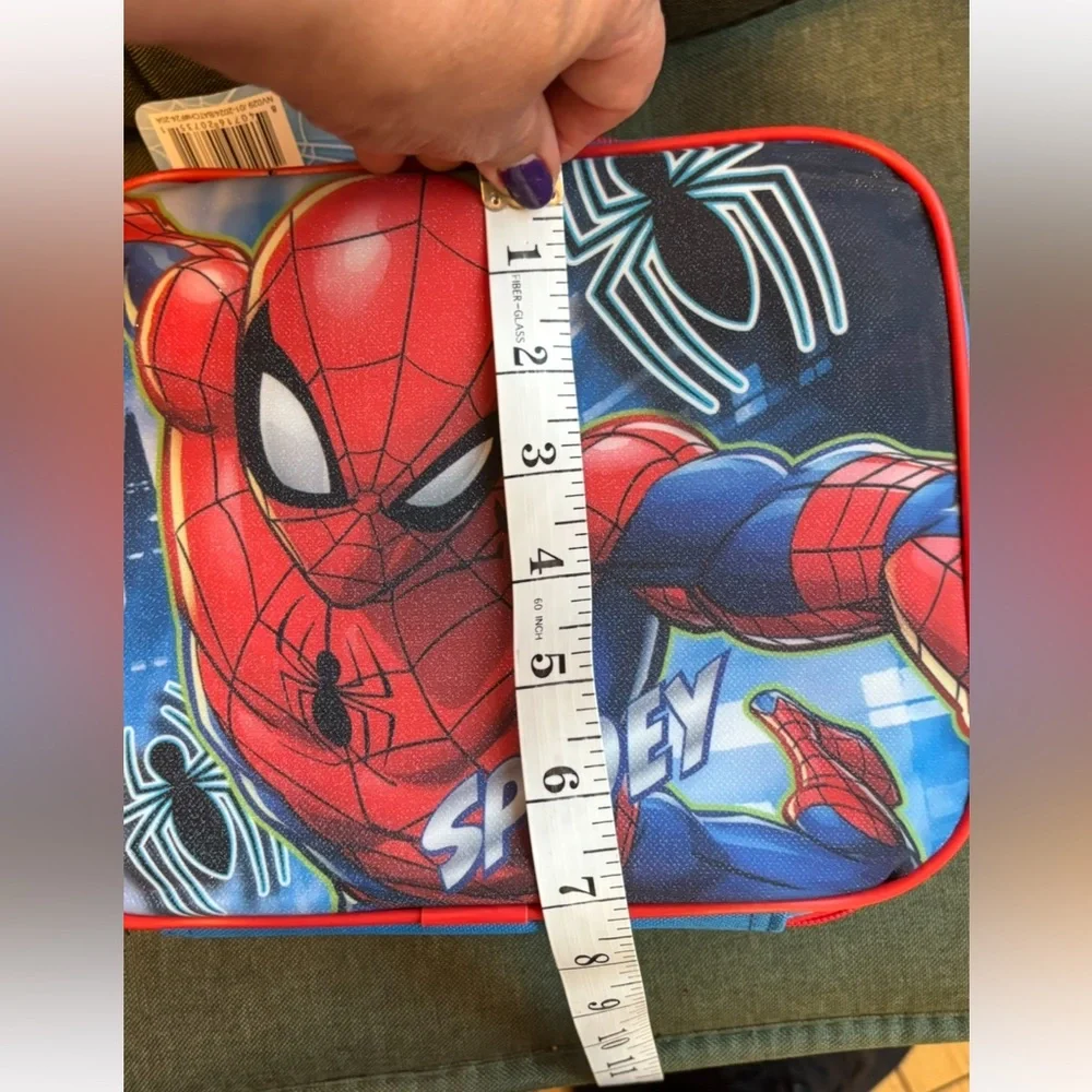 NWT Marvel Comics Spiderman Backpack lunch tote bag zippered travel set